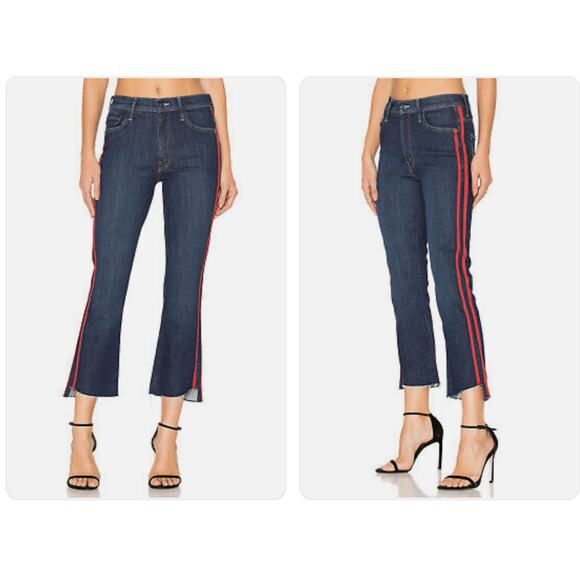 MOTHER Insider Crop Step Fray Jeans Speed Racer Stretch Blue Women's Sz 26 - Picture 1 of 15
